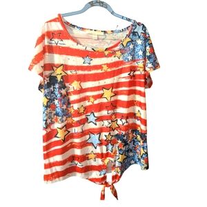 New Women's Star-Striped Top‎ L